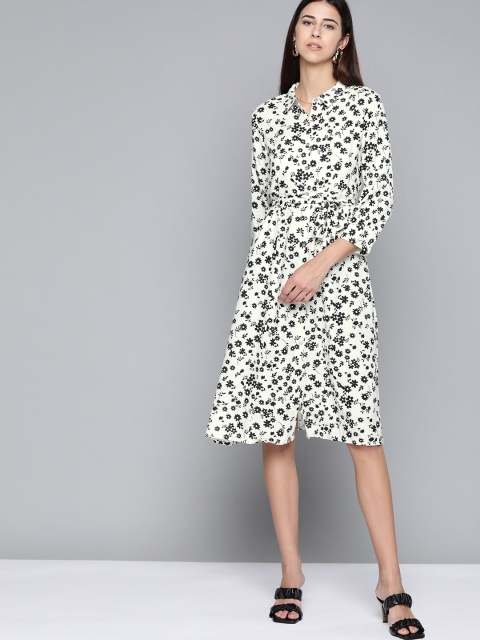 

Chemistry Women Off White & Black Floral Print A-Line Dress