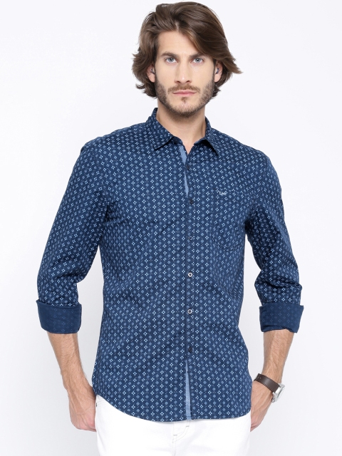 

Lee Navy Printed Slim Fit Casual Shirt, Navy blue