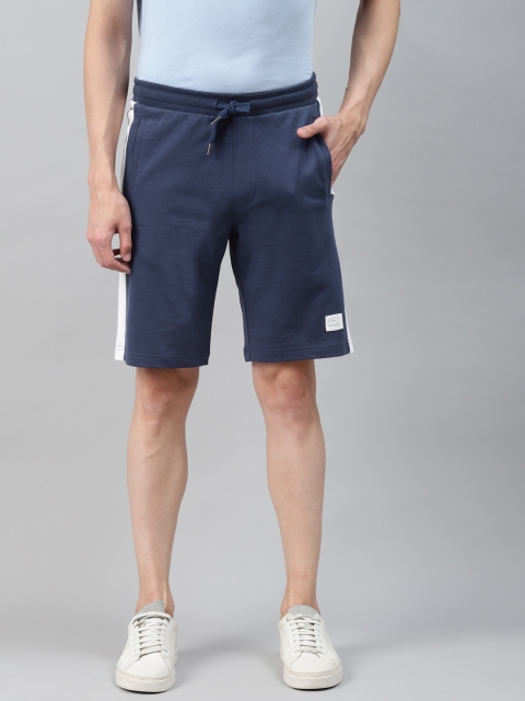 

Marks & Spencer Men Navy Blue Pure Cotton Mid-Rise Regular Shorts