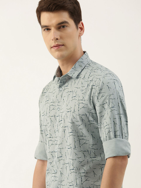 

ether Men Green Printed Casual Shirt