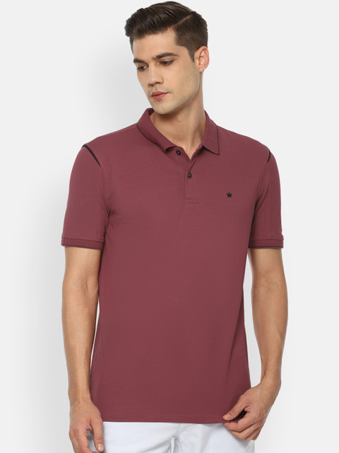 

Louis Philippe Men Red Solid Polo Collar T-shirt