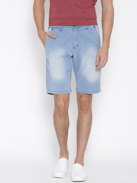 

American Crew Men Blue Solid Denim Shorts