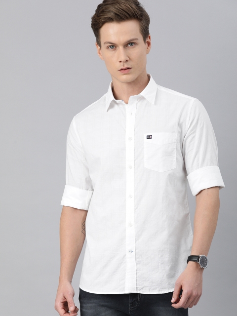 

Arrow Sport Men White Slim Fit Self Design Pure Cotton Casual Shirt