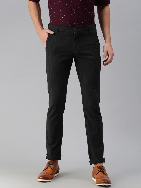

Arrow Sport Men Black Striped Manhattan Fit Regular Trousers