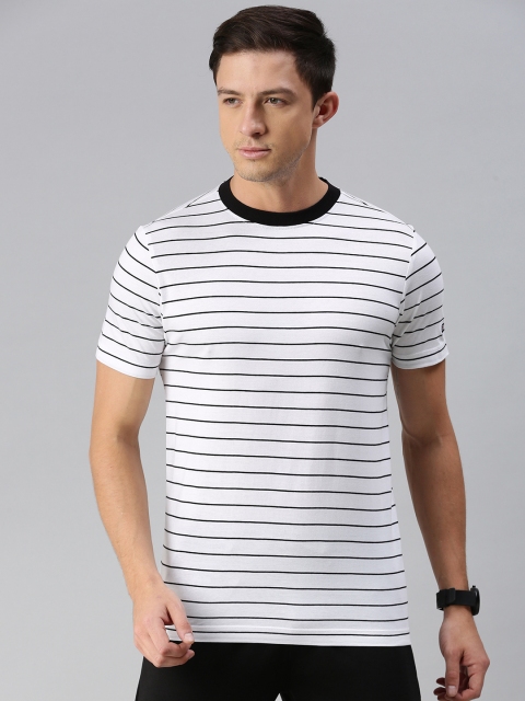 

Arrow Sport Men White & Black Striped T-shirt