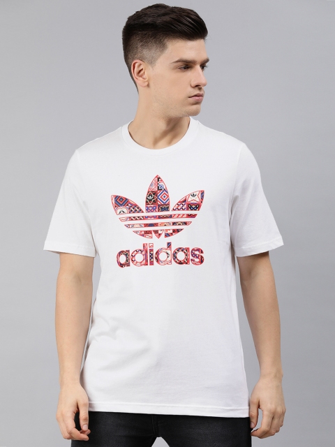 

ADIDAS Originals Men White WxE Trefoil Infill Cotton Brand Logo Printed T-shirt