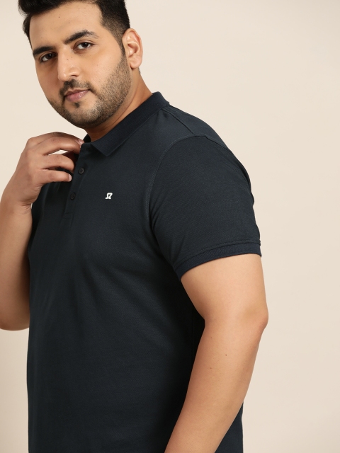 

Sztori Men Navy Blue Solid Polo Collar Pure Cotton T-shirt