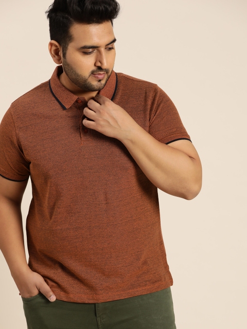 

Sztori Men Plus Size Brown Polo Collar T-shirt