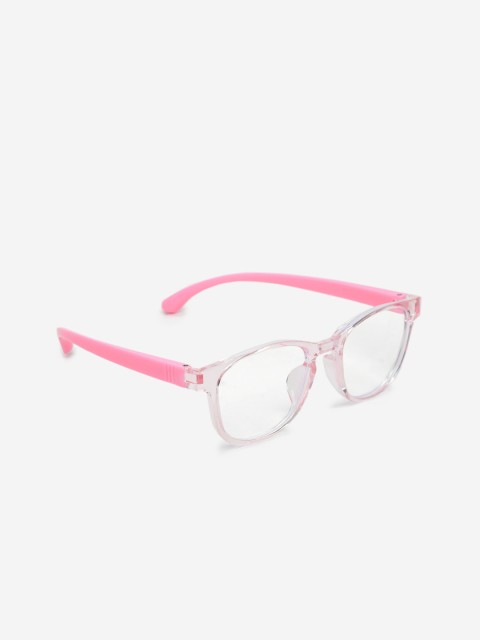 

DukieKooky Unisex Kids Transparent & Pink Full Rim Rectangle Frames 900271