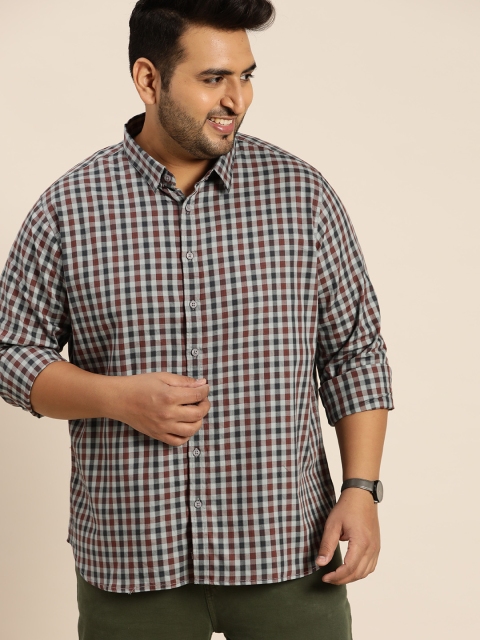 

Sztori Men Blue & Maroon Pure Cotton Gingham Checks Opaque Checked Casual Shirt