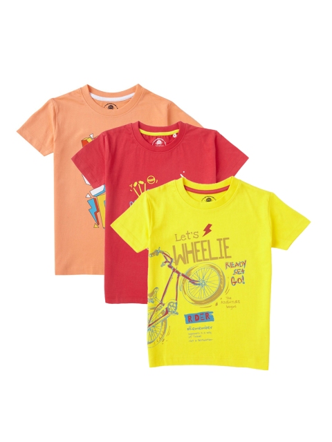 

Cub McPaws Boys Pack of 3 Printed Round Neck T-shirt, Red