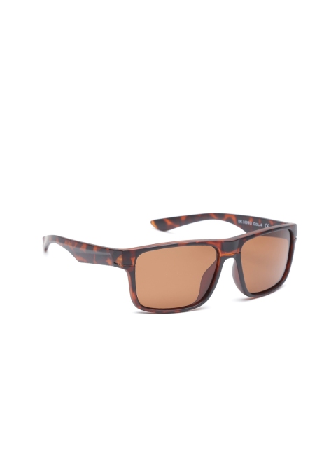 Daniel Klein Men Printed Polarised Rectangle Sunglasses DK3093-COL 4, Brown
