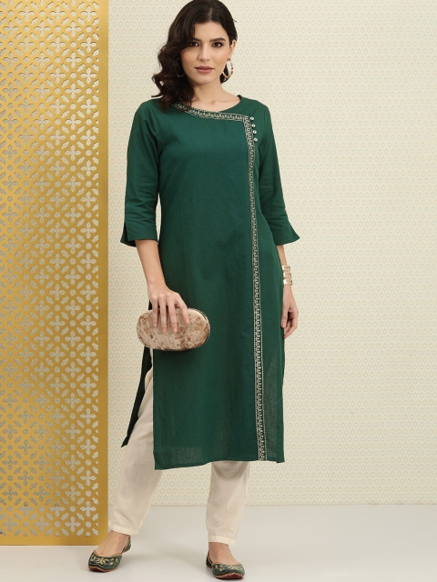 

House of Pataudi Women Green Jashn Kurta