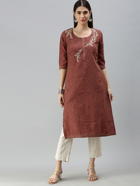 

ETIQUETTE Women Brown Thread Work Kurta