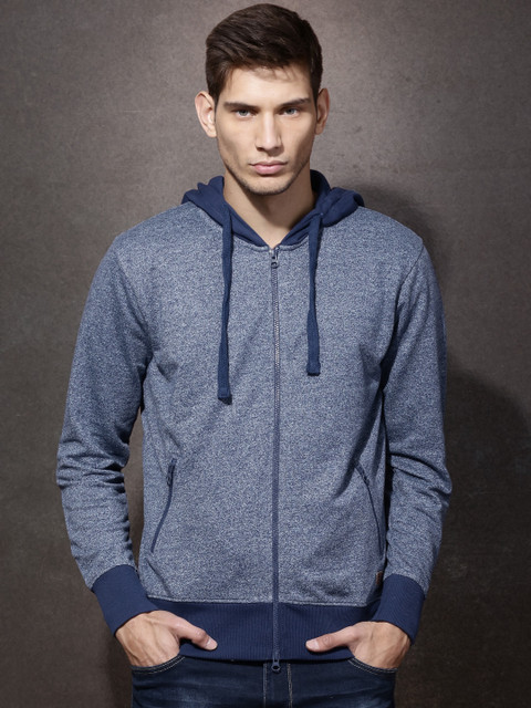 

Roadster Navy Melange Hooded Sweatshirt, Navy blue