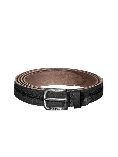 

WildHorn Men Black Textured Leather Belt