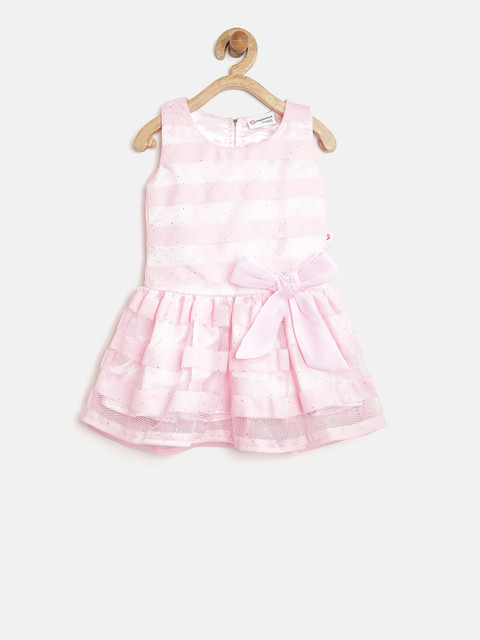 

Peppermint Girls Pink Striped Net Fit & Flare Dress