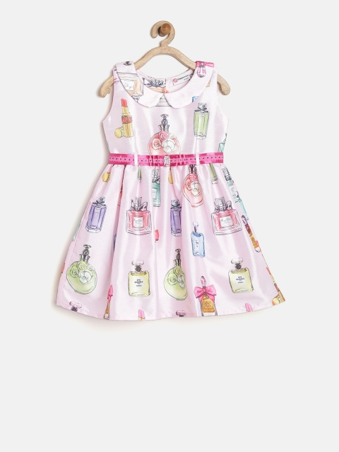 

Peppermint Girls Pink Printed Fit & Flare Dress