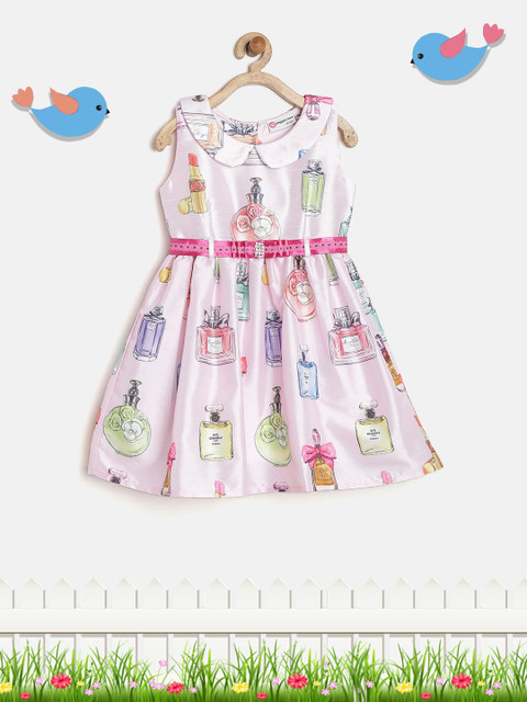 

Peppermint Girls Pink Printed Fit & Flare Dress
