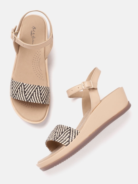 

Mast & Harbour Beige & Brown Woven Design Wedges