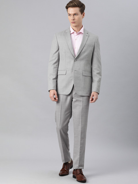 

Louis Philippe Men Grey Solid Single-Breaster Slim Fit Suit