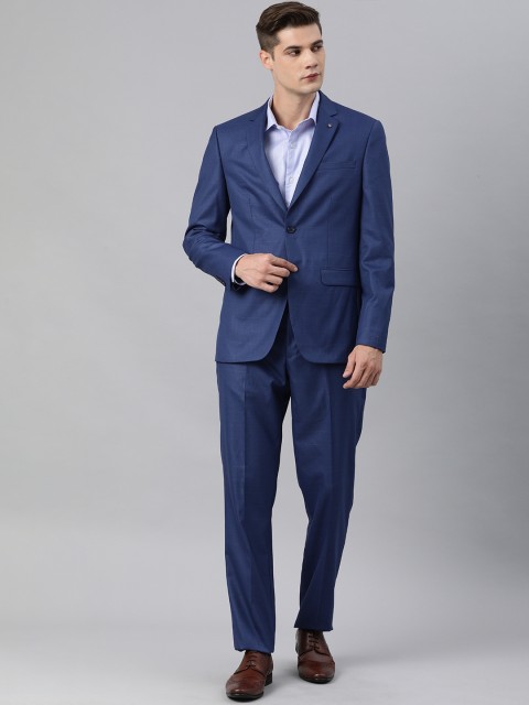 

Louis Philippe Men Blue Checked Slim Fit 2 Piece Suit