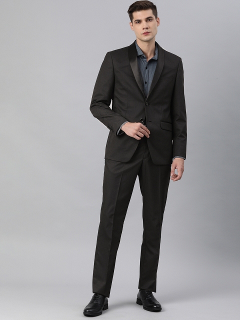 

Louis Philippe Men Black Self Design Slim Fit 2 Piece Tuxedo Suit