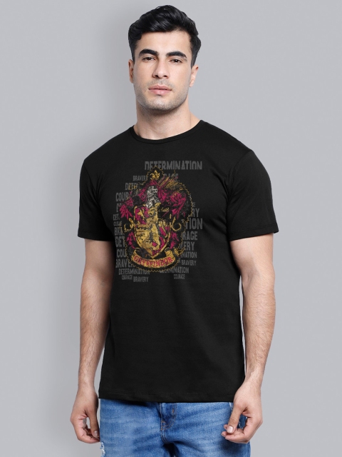 

Free Authority Men Black & Yellow Harry Potter Printed Round Neck T-shirt