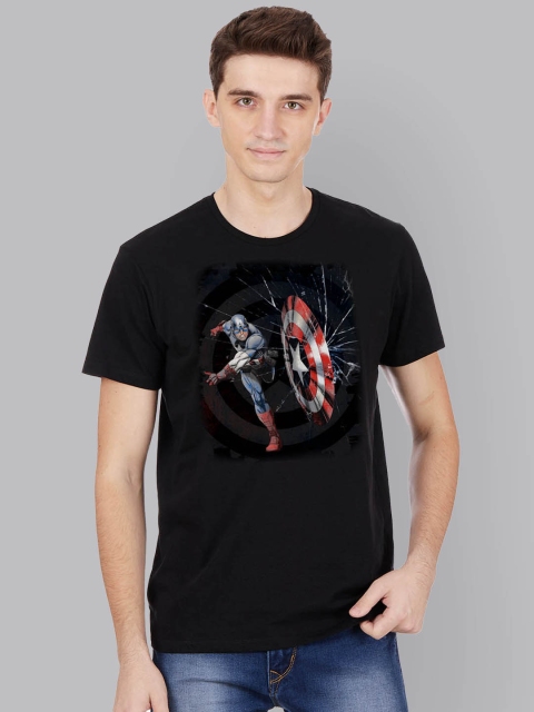 

Free Authority Men Black Captain America Printed Round Neck T-shirt