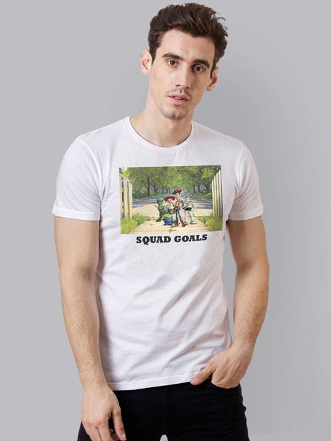 

Free Authority Men White & Green Toy Story 4 Printed Round Neck T-shirt
