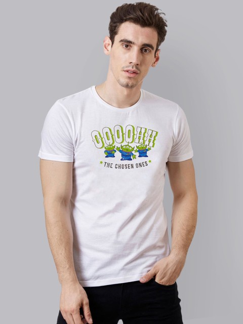 

Free Authority Men White & Green Toy Story 4 Printed Round Neck T-shirt