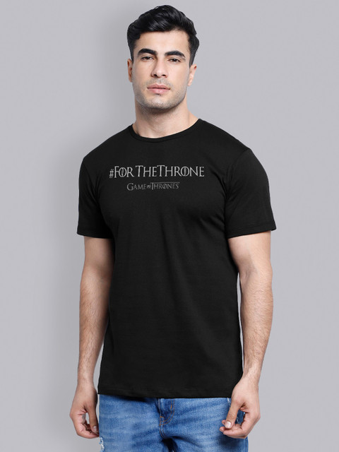 

Free Authority Men Black Game Of Thrones Printed Round Neck Pure Cotton T-shirt