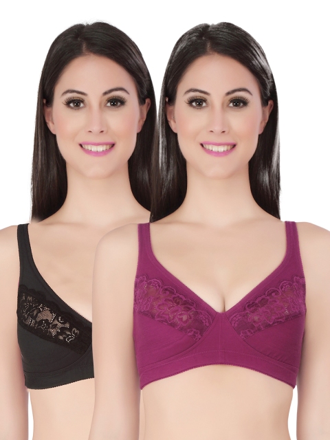 

Soie Pack of 2 Medium-Coverage Bras 316, Black