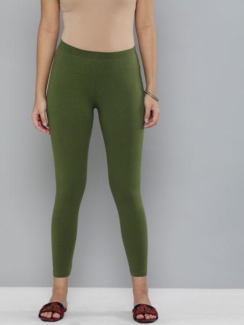 

HERE&NOW Women Green Solid Leggings