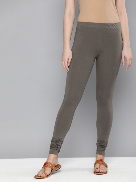 

HERE&NOW Women Grey Solid Churidar Length Leggings