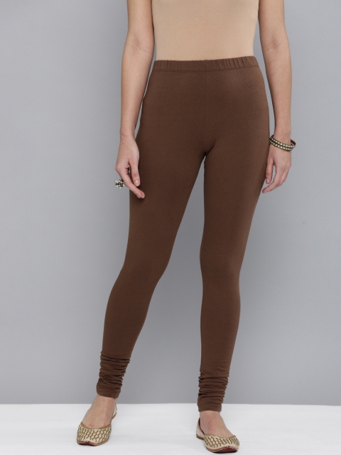 

HERE & NOW Women's Dark Brown Leggings, Coffee brown