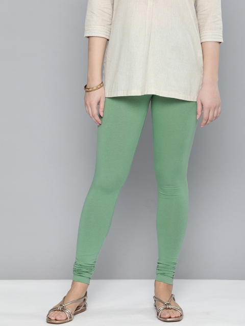 

HERE&NOW Women Green Solid Leggings