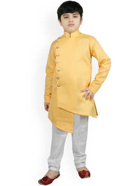 

SG YUVRAJ Boys Yellow Solid Kurta with Trousers