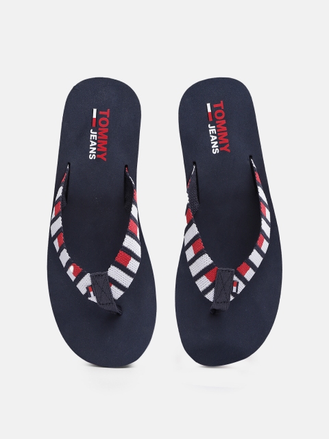 

Tommy Hilfiger Women Navy Blue & Red Colourblocked Thong Flip-Flops