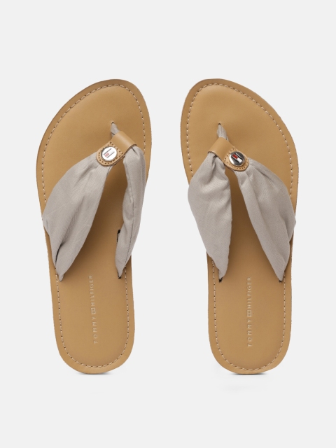 

Tommy Hilfiger Women Grey & Beige Solid Thong Flip-Flops