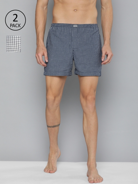 

Mast & Harbour Men Pack of 2 Checked Pure Cotton Boxers MNH-BOX-PRE-2PP-018, Navy blue