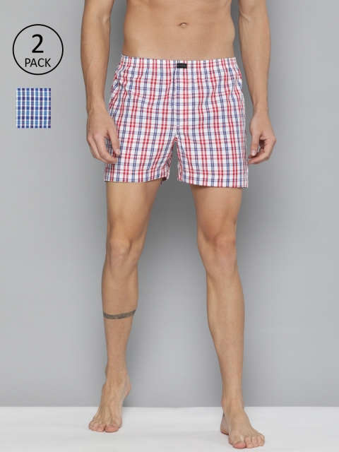 

Mast & Harbour Men Pack of 2 Checked Pure Cotton Boxers MNH-BOX-PRE-2PP-031, Blue