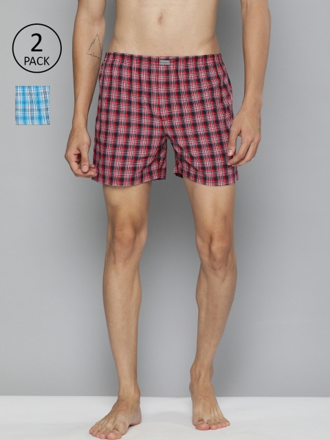 

Mast & Harbour Men Pack of Two Checked Boxers MNH-BOX-PRE-2PP-021, Blue