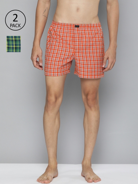 

Mast & Harbour Men Pack of 2 Checked Pure Cotton Boxers MNH-BOX-PRE-2PP-016-L, Green