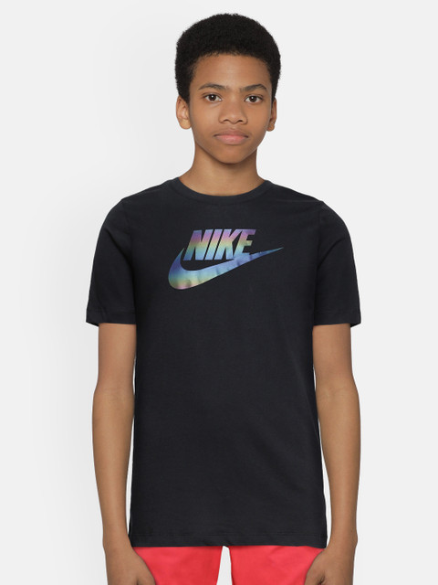 

Nike Boys Black CHROMATIC FUTURA Brand Logo Printed Pure Cotton T-shirt