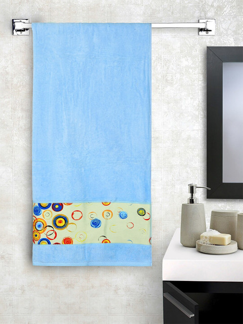 

SPACES Blue & Yellow Printed 550 GSM Cotton Premium Bath Towel