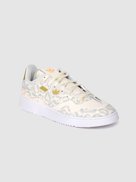 

ADIDAS Originals Women Cream & Grey Printed Supercourt XX Leather Sneakers Excluding Trim