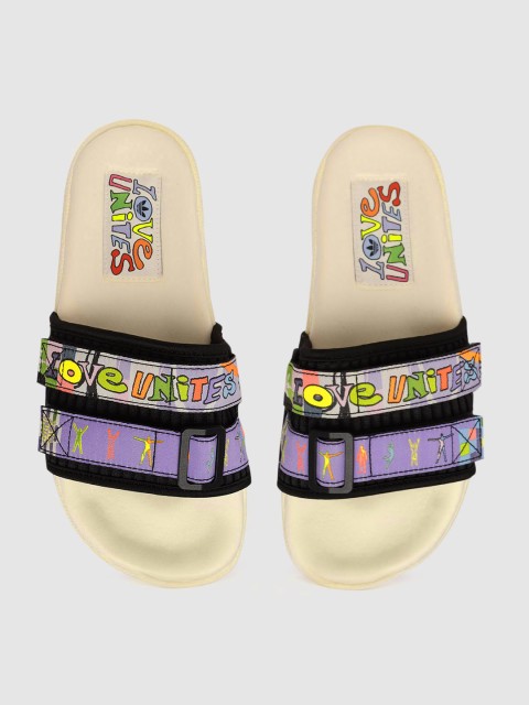 

ADIDAS Originals Men Black & Purple Printed Adilette 2.0 Pride Sliders