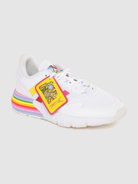 

ADIDAS Originals Men White Woven Design ZX 1K Boost Pride Sneakers with Striped Detail