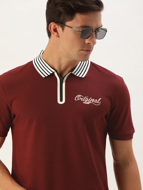 

Moda Rapido Men Maroon Polo Collar Pure Cotton T-shirt